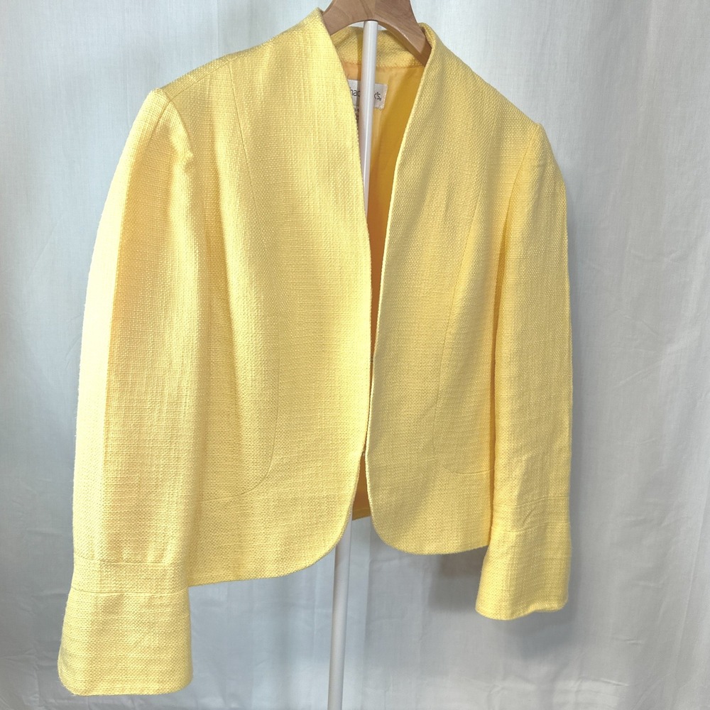 Chadwicks Yellow Textured Open Front Blazer Jacket Petite 14P 6410P